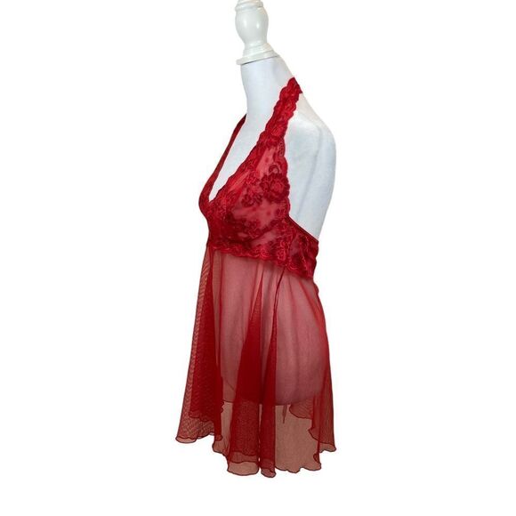 Victoria’s Secret Red Lace and Sheer Mesh Teddy Nightgown Lingerie Medium - Picture 2 of 10